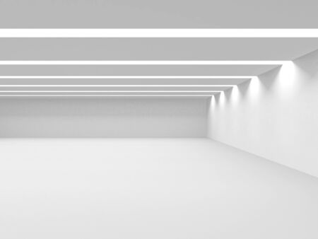 Futuristic White Architecture Design Background. Construction Concept. 3d Render Illustrationの写真素材