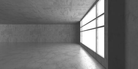 Dark concrete empty room. Modern architecture design. Urban textured background. 3d render illustrationの写真素材