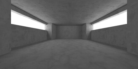 Dark concrete empty room. Modern architecture design. Urban textured background. 3d render illustrationの写真素材