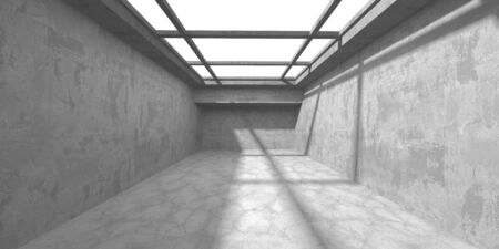 Dark concrete empty room. Modern architecture design. Urban textured background. 3d render illustrationの写真素材