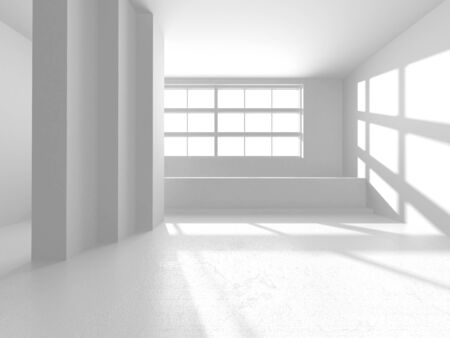 Futuristic White Architecture Design Background. Construction Concept. 3d Render Illustrationの写真素材