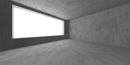 Dark concrete empty room. Modern architecture design. Urban textured background. 3d render illustrationの写真素材