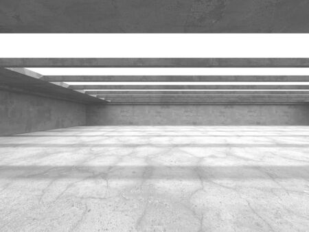 Dark concrete empty room. Modern architecture design. Urban textured background. 3d render illustrationの写真素材