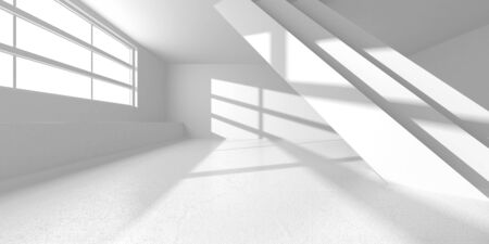 Futuristic White Architecture Design Background. Construction Concept. 3d Render Illustrationの写真素材