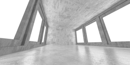 Dark concrete empty room. Modern architecture design. Urban textured background. 3d render illustrationの写真素材