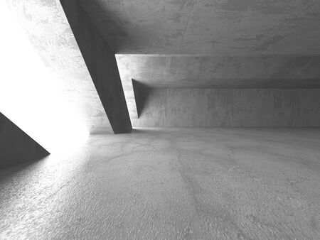 Dark concrete empty room. Modern architecture design. Urban textured background. 3d render illustrationの写真素材