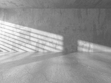 Dark concrete empty room. Modern architecture design. Urban textured background. 3d render illustrationの写真素材