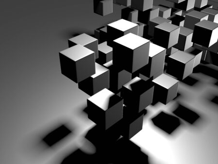 Abstract Dark Cubes Futuristic Design Background. 3d Render Illustrationの写真素材
