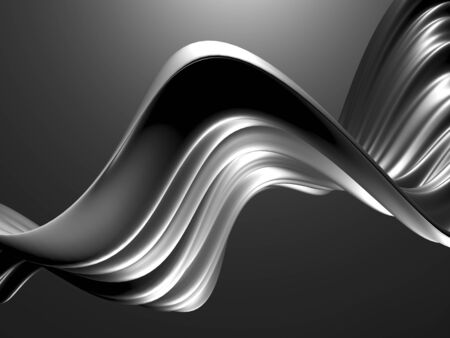 Metallic abstract wavy liquid background. 3d render illustration