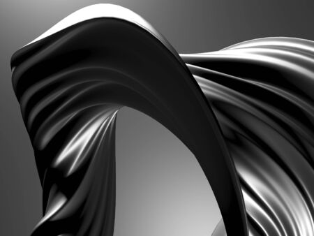 Metallic abstract wavy liquid background. 3d render illustration