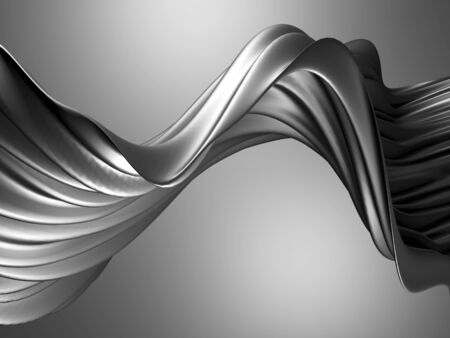 Metallic abstract wavy liquid background. 3d render illustrationの写真素材