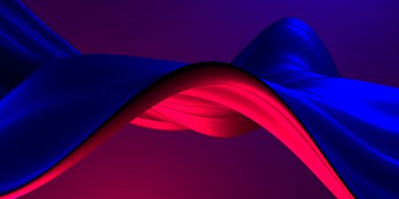 Colorful Liquid metallic wavy background. 3d render illustrationの写真素材