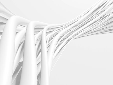 White abstract tubes wavy background. 3d render illustrationの写真素材
