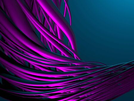 Colorful Tubes metallic wavy background. 3d render illustration