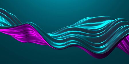 Colorful Liquid metallic wavy background. 3d render illustration