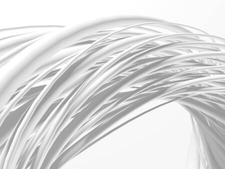 White abstract tubes wavy background. 3d render illustrationの写真素材