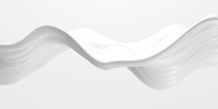 White abstract liquid wavy background. 3d render illustrationの写真素材