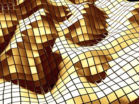 Luxury golden background. Gold glossy cubes array. 3d renderの写真素材