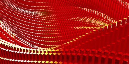Red chaotic cubes structure. Abstract design background. 3d renderの写真素材