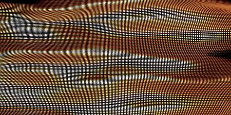Golden abstract wavy liquid background. 3d render illustration