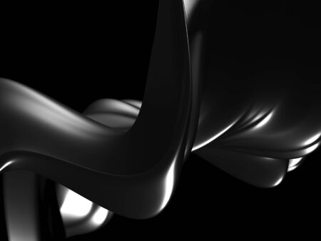 Metallic abstract wavy liquid background. 3d render illustrationの写真素材