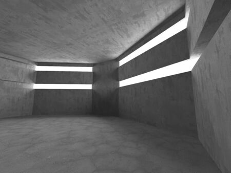 Dark Concrete Wall Architecture. Empty Room. 3d Render Illustrationの写真素材