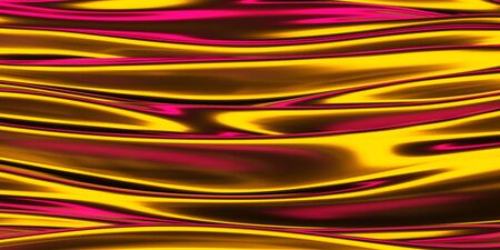 Colorful Liquid metallic wavy background. 3d render illustrationの写真素材