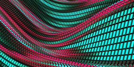 Colorful Liquid metallic wavy background. 3d render illustrationの写真素材
