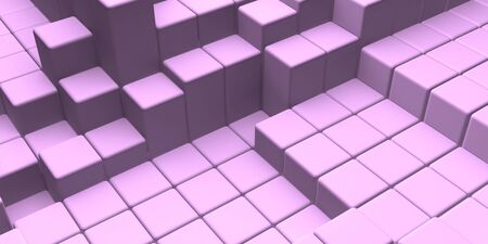 Pink vintage abstract background. Chaotic cubes. 3d renderの写真素材
