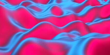 Colorful Liquid metallic wavy background. 3d render illustration