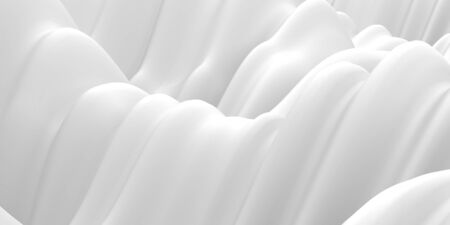 White abstract liquid wavy background. 3d render illustrationの写真素材