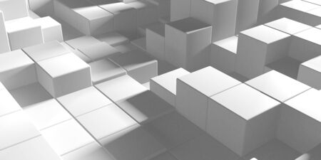 White cubes structure. Abstract futuristic background. 3d renderの写真素材