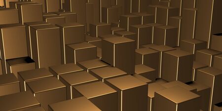 Luxury golden background. Gold glossy cubes array. 3d render
