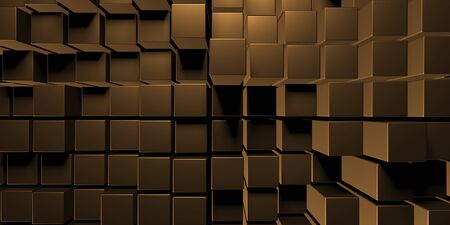 Luxury golden background. Gold glossy cubes array. 3d renderの写真素材