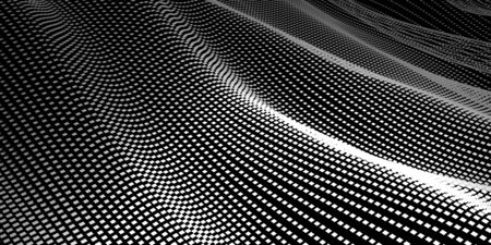 Metallic abstract wavy liquid background. 3d render illustrationの写真素材