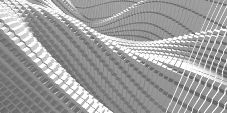 White cubes structure. Abstract futuristic background. 3d renderの写真素材