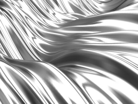 Metallic abstract wavy liquid background. 3d render illustrationの写真素材