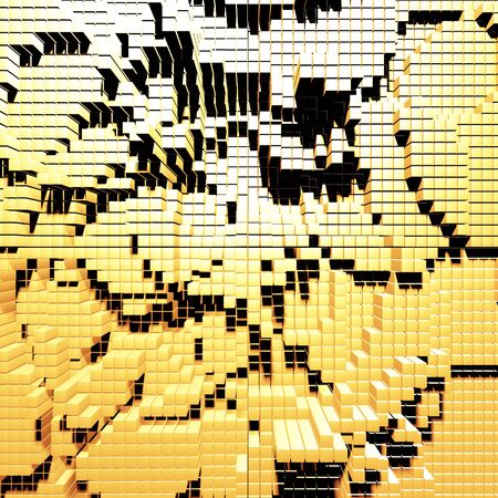 Luxury golden background. Gold glossy cubes array. 3d render