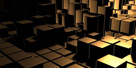 Luxury golden background. Gold glossy cubes array. 3d renderの写真素材