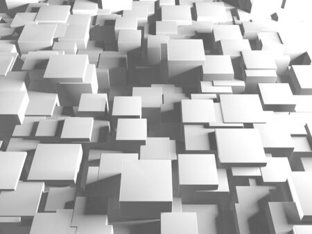 White cubes structure. Abstract futuristic background. 3d renderの写真素材