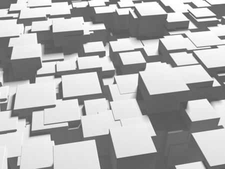 White cubes structure. Abstract futuristic background. 3d renderの写真素材