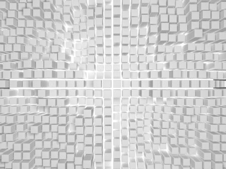 White cubes structure. Abstract futuristic background. 3d renderの写真素材