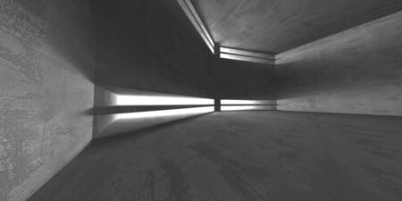 Dark Concrete Wall Architecture. Empty Room. 3d Render Illustrationの写真素材