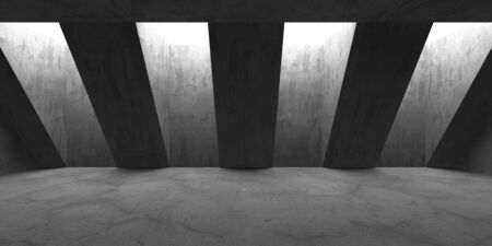 Dark Concrete Wall Architecture. Empty Room. 3d Render Illustrationの写真素材