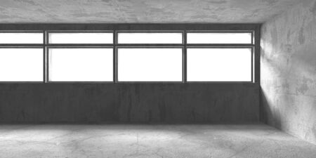 Dark Concrete Wall Architecture. Empty Room. 3d Render Illustrationの写真素材