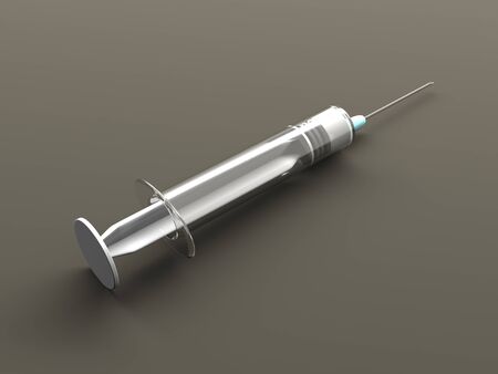 Medical Syringe on  white background. 3d renderの写真素材