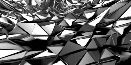 Chrome Metallic Glossy Futuristic Background. 3d Renderの写真素材