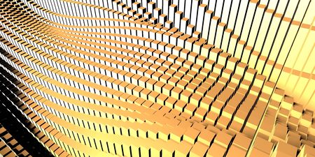 Luxury golden background. Gold glossy cubes array. 3d renderの写真素材