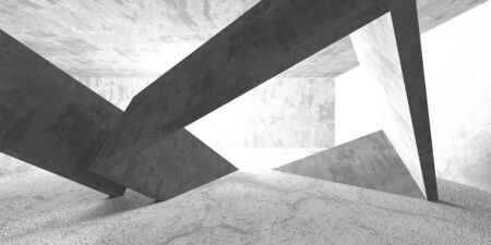 Dark Concrete Wall Architecture. Empty Room. 3d Render Illustrationの写真素材