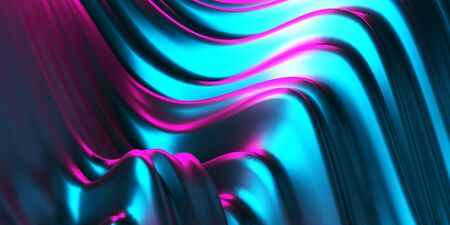 Colorful Liquid metallic wavy background. 3d render illustration